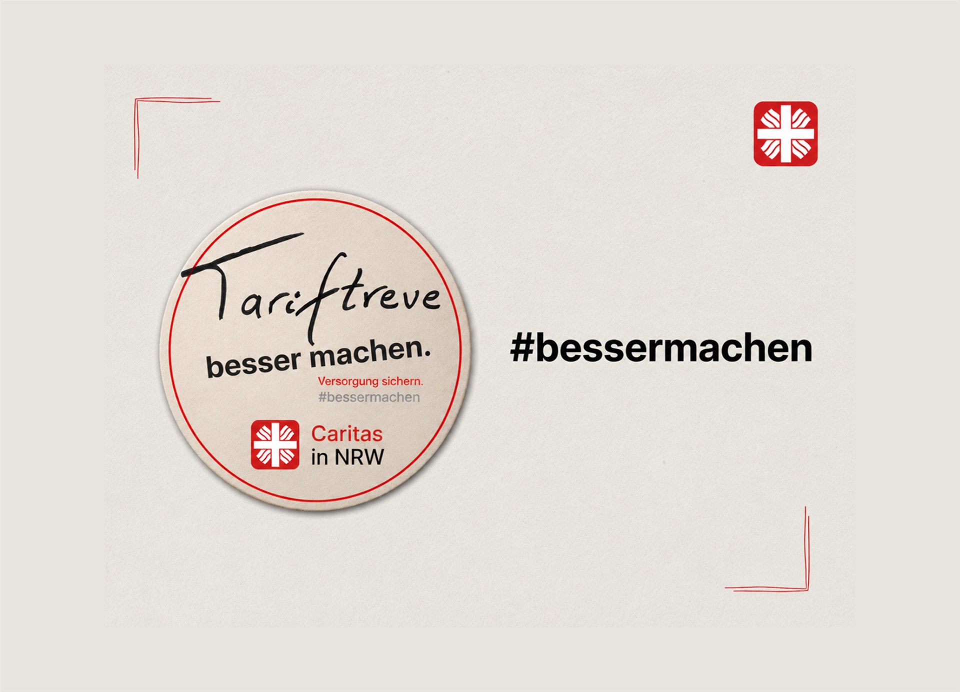 Auf einem Bierdeckel steht: Tariftreue besser machen. Versorgung sichern